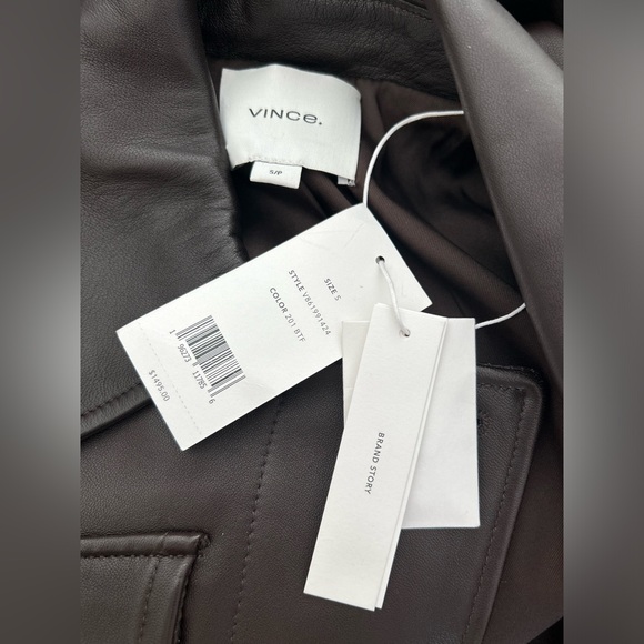 Vince Leather Safari Jacket Size Small NWT Black Truffle - Picture 5 of 5